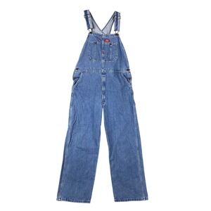 Dickies Bib Overalls Mens 38 Blue Excellent Medium Wash Denim Carpenter